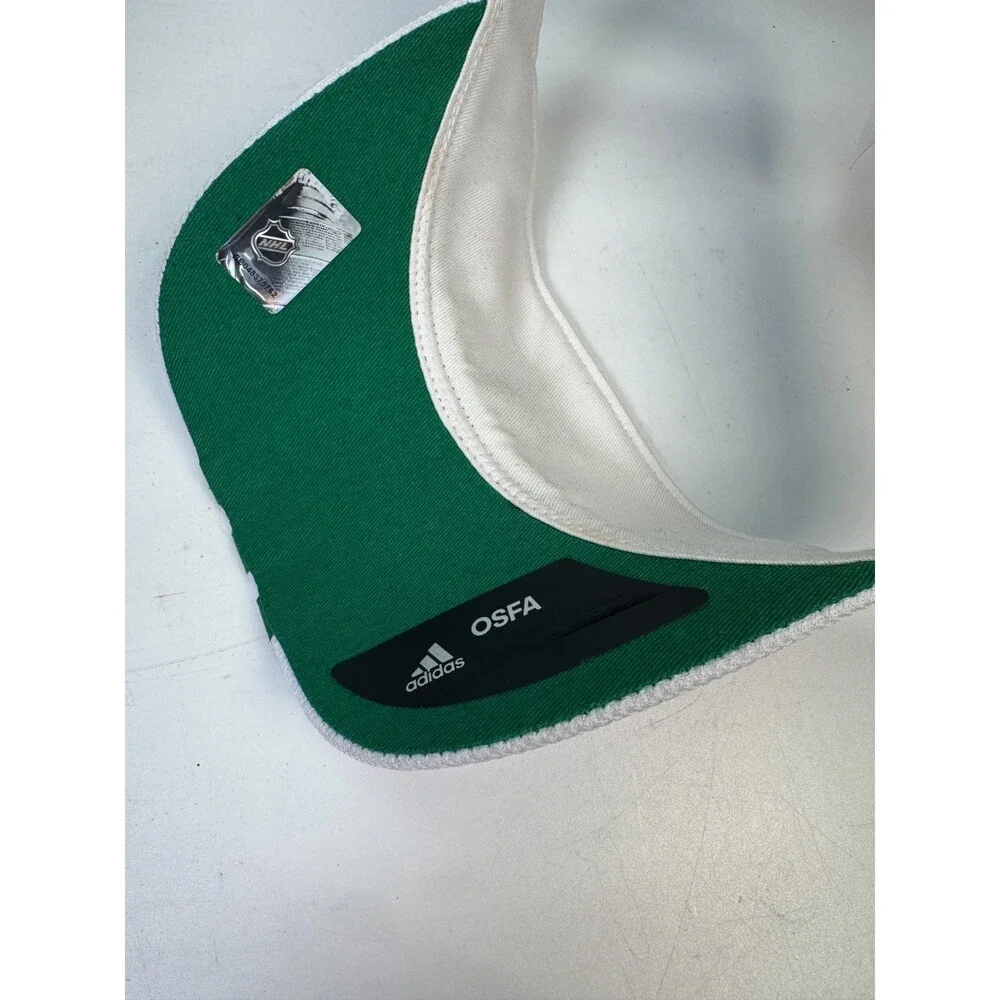 Adidas Dallas Stars NHL Visor White Green OSFA Adjustable Hat Sample New
